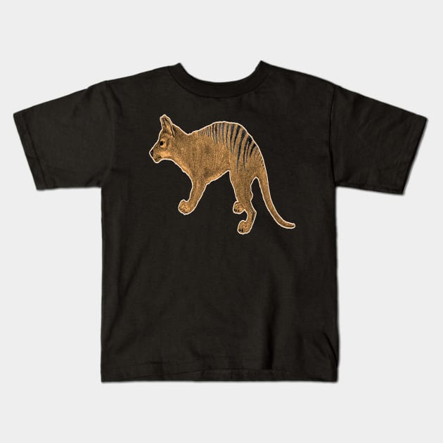 Thylacine or Tasmanian Tiger Kids T-Shirt by encycloart